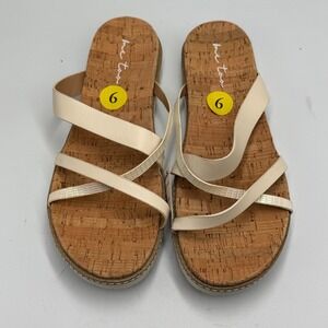 ✨NEW Me Too Women's Platform Sandals Size 9 Strappy Cork Footbed Comfort Beige‎